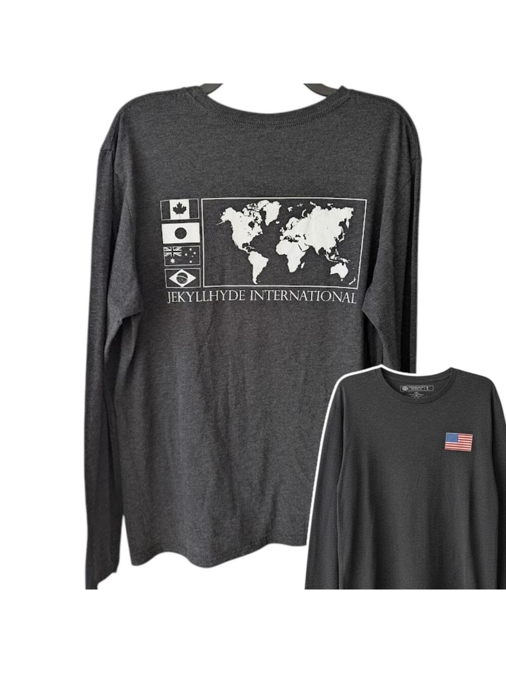 Jekyllhyde International Long Sleeve Shirt USA Flag Graphic Black Tee Large Alt